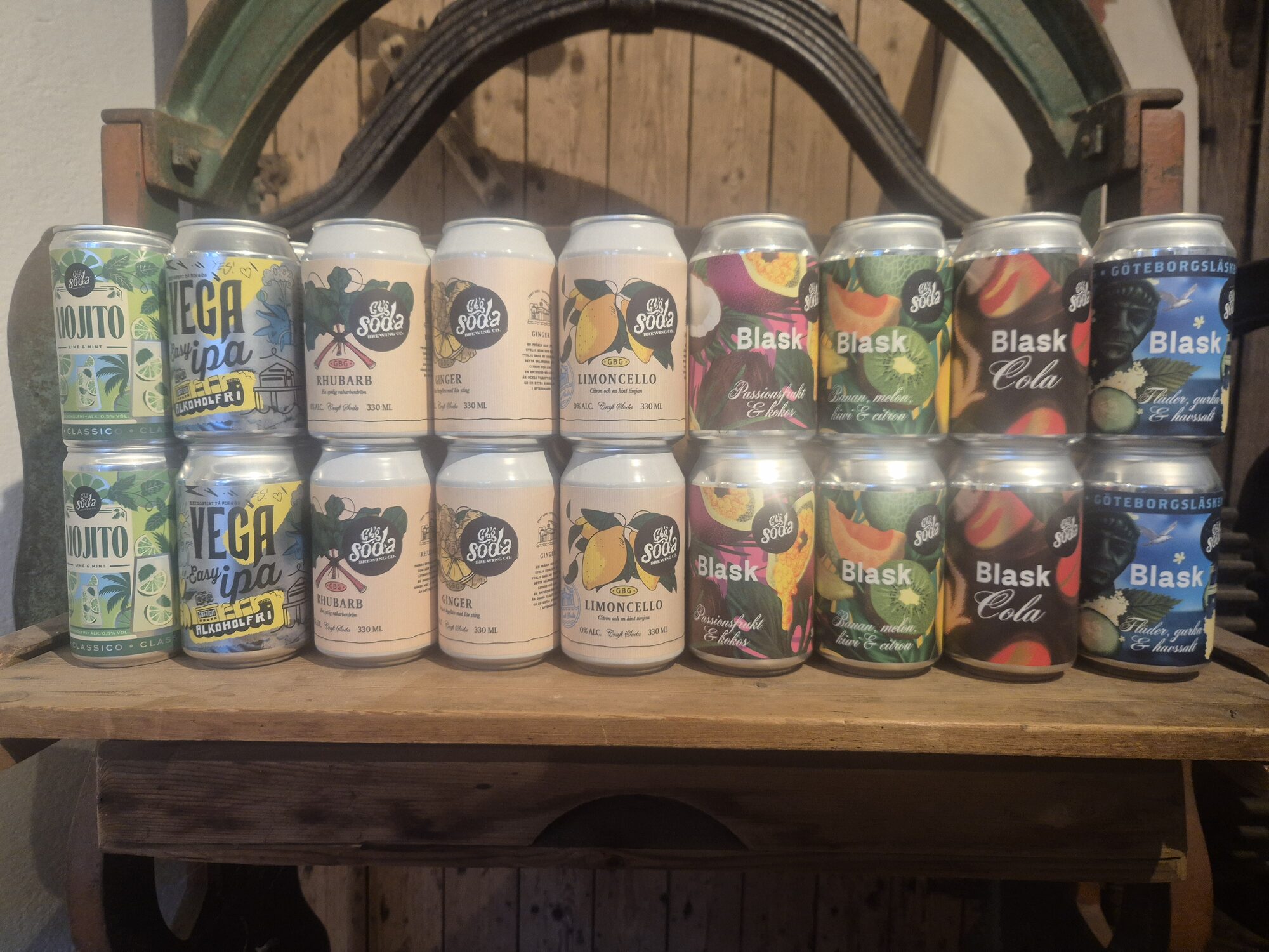 Drycker från Vega Bryggeri i Göteborg i gårdsbutiken