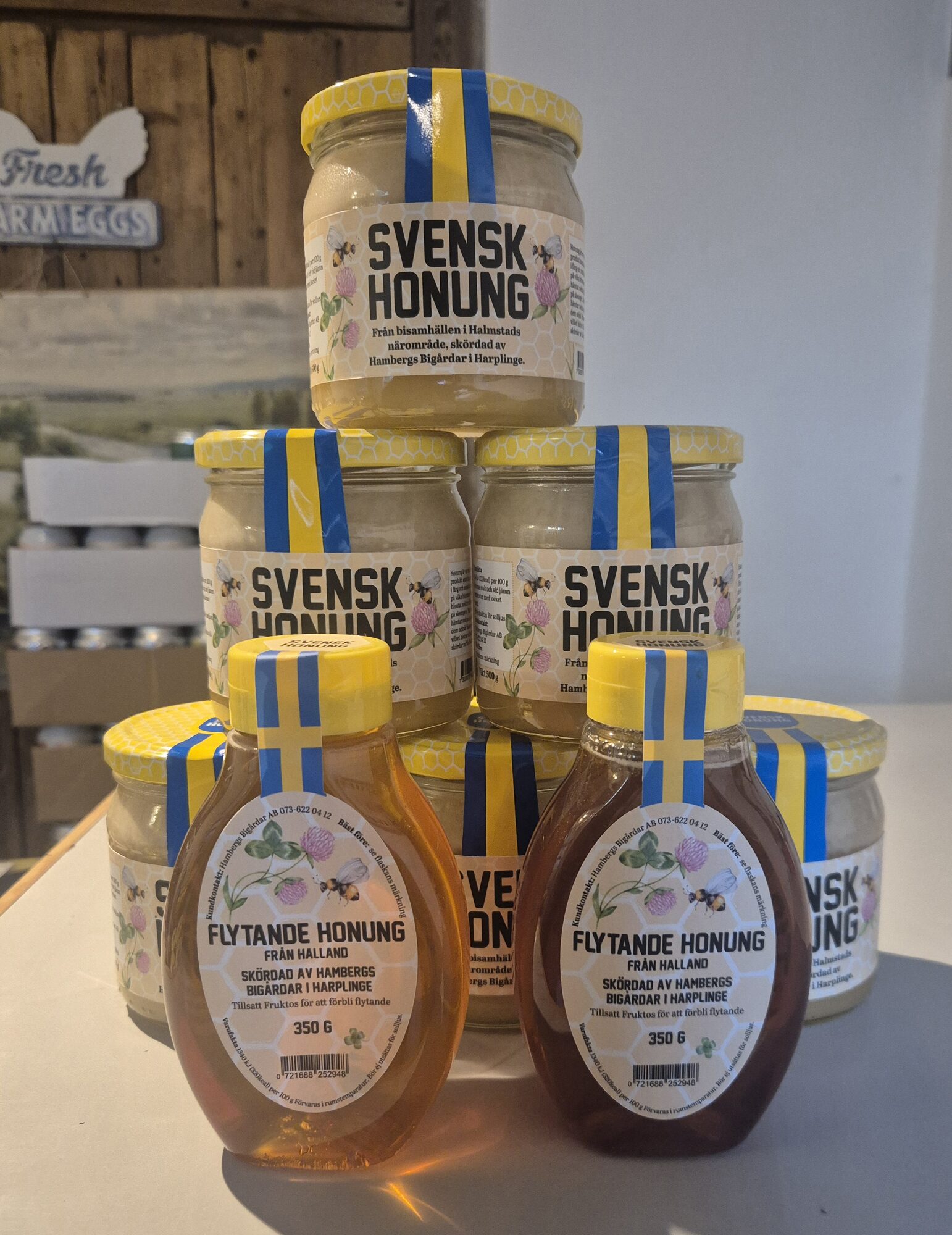 Burkar med honung från Hambergs Biodlingar i Harplinge